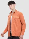 Maple Orange Dual Pocketed Suede Shirt