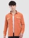 Maple Orange Dual Pocketed Suede Shirt