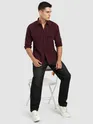 Maroon Textured Western Shirt