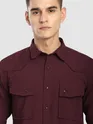 Maroon Textured Western Shirt