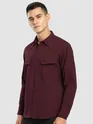 Maroon Textured Western Shirt