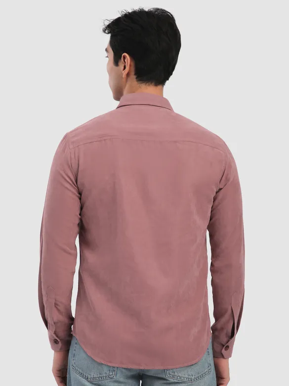Mauve Pink Panel Suede Shirt