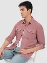 Mauve Pink Panel Suede Shirt