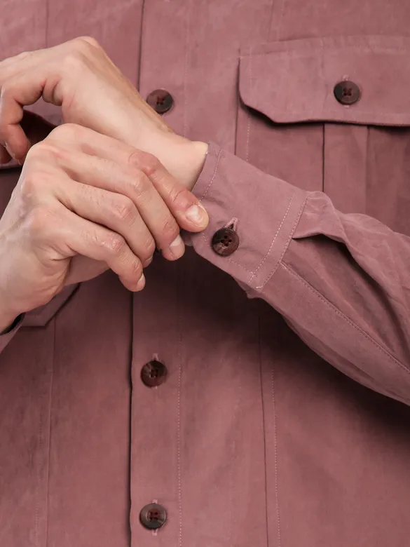 Mauve Pink Panel Suede Shirt