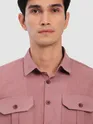 Mauve Pink Panel Suede Shirt