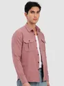 Mauve Pink Panel Suede Shirt