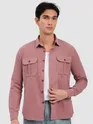 Mauve Pink Panel Suede Shirt