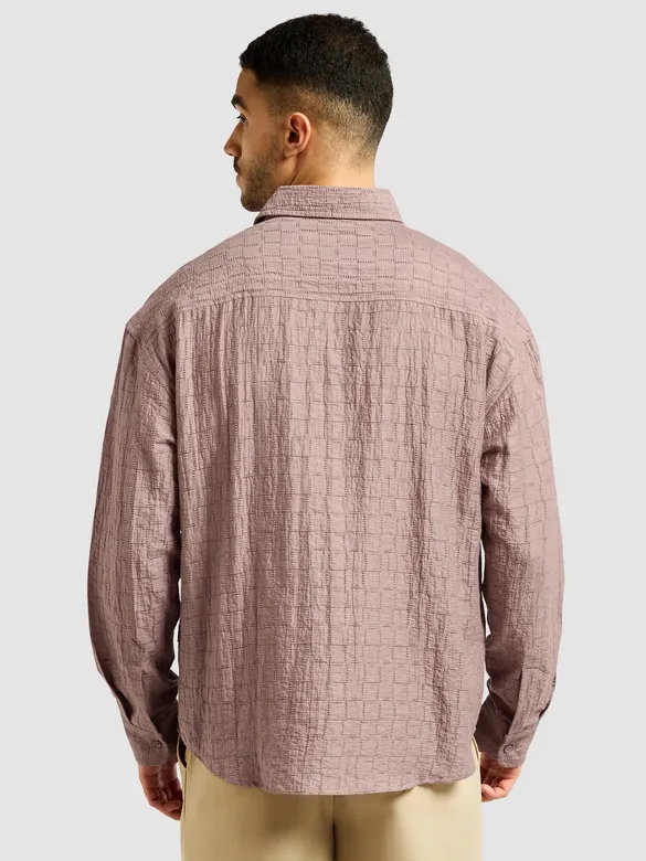 Mauve Textured Jacquard Shirt