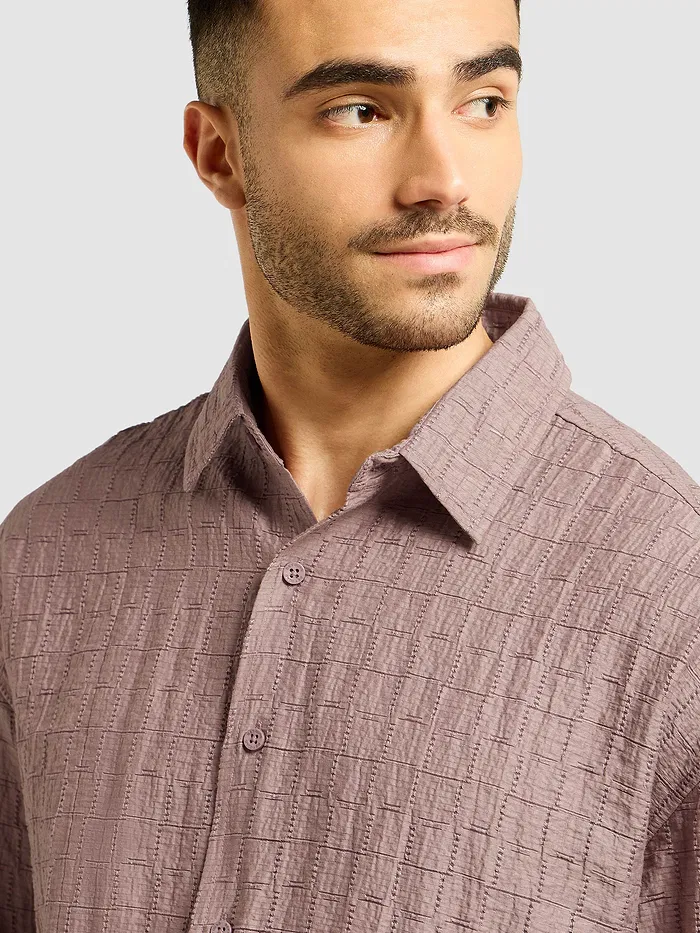 Mauve Textured Jacquard Shirt