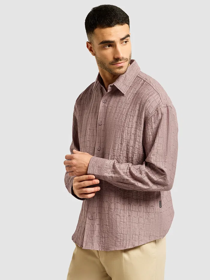 Mauve Textured Jacquard Shirt