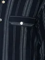 Navy Blue Striped Cotton Corduroy Shirt
