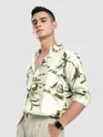 Off White Abstract Floral Printed Shirt