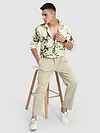Off White Abstract Floral Printed Shirt