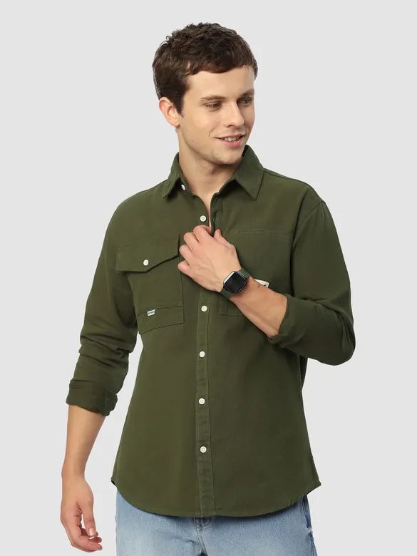 Olive BYNG Cotton Shirt