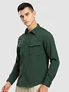 Olive Green Textured Western Shirt