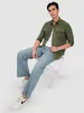Olive Panel Suede Shirt