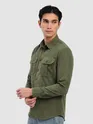Olive Panel Suede Shirt