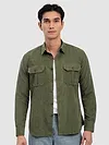 Olive Panel Suede Shirt