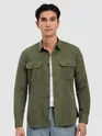 Olive Panel Suede Shirt
