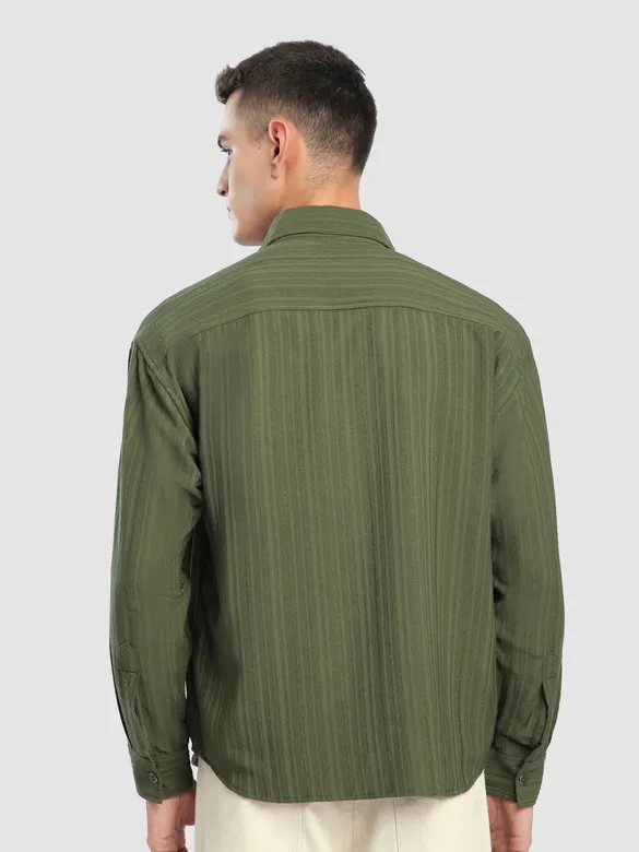 Olive Structured Stripe Shirt