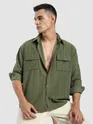 Olive Structured Stripe Shirt