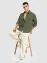 Olive Structured Stripe Shirt