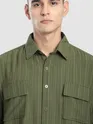Olive Structured Stripe Shirt