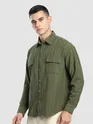 Olive Structured Stripe Shirt