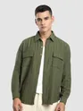 Olive Structured Stripe Shirt