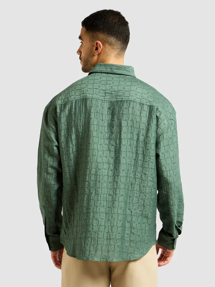 Regent Green Textured Jacquard Shirt