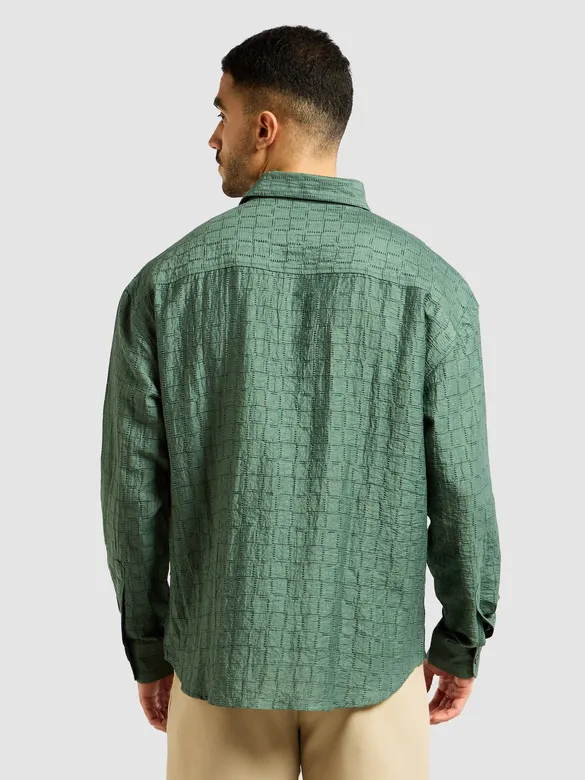Regent Green Textured Jacquard Shirt