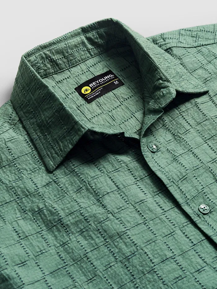 Regent Green Textured Jacquard Shirt