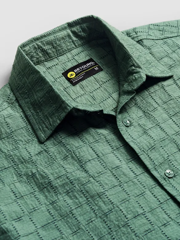 Regent Green Textured Jacquard Shirt