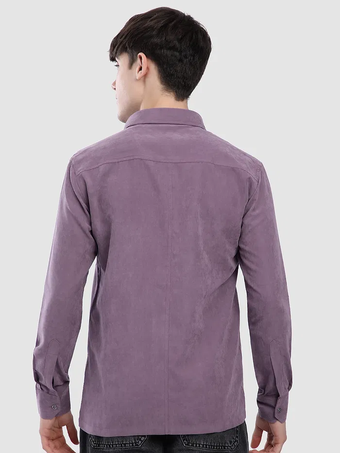 Violet Dual Pocketed Suede Shirt