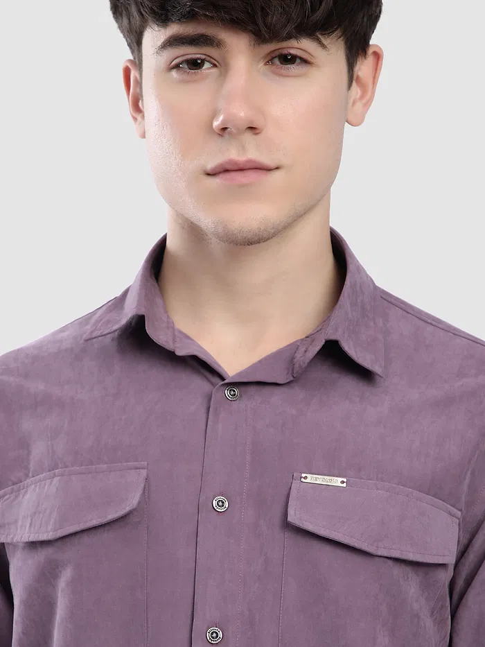 Violet Dual Pocketed Suede Shirt