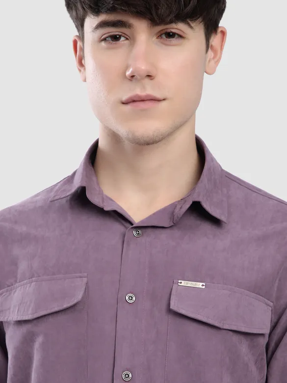 Violet Dual Pocketed Suede Shirt