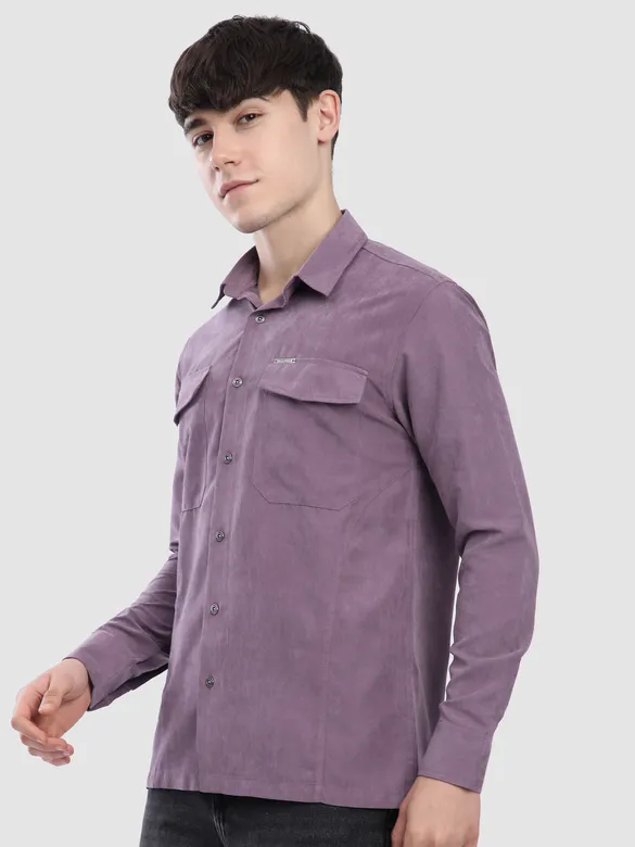 Violet Dual Pocketed Suede Shirt