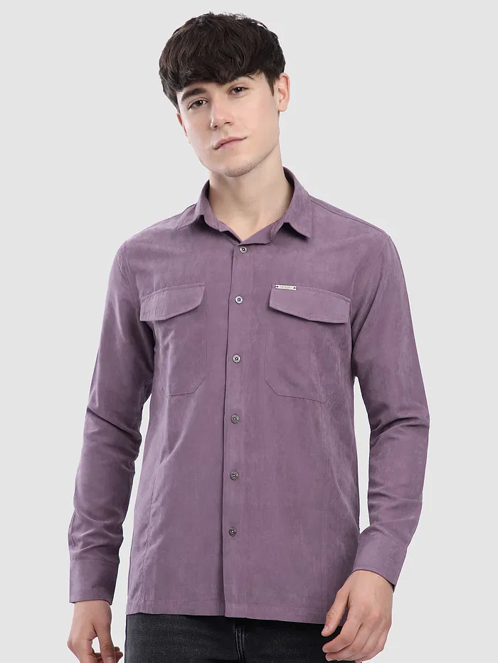 Violet Dual Pocketed Suede Shirt