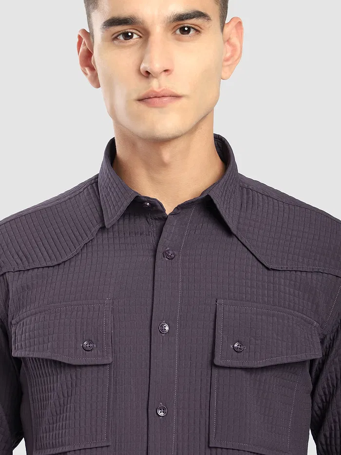 Violet Textured Western Shirt