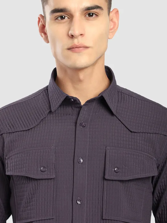 Violet Textured Western Shirt