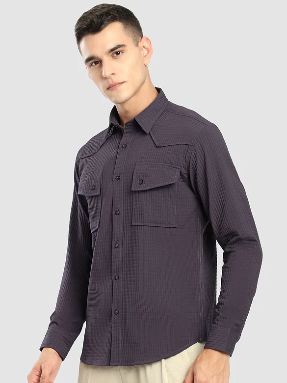 Violet Textured Western Shirt