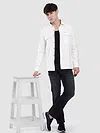 White Dual Pocketed Suede Shirt