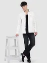 White Dual Pocketed Suede Shirt