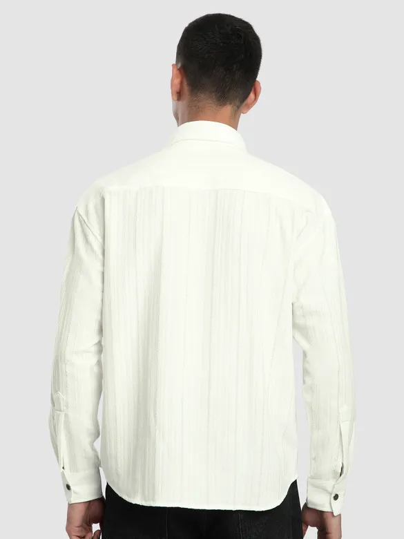 White Structured Stripe Shirt