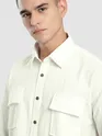 White Structured Stripe Shirt
