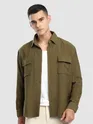 Wood Brown Structured Stripe Shirt