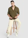 Wood Brown Structured Stripe Shirt