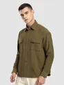 Wood Brown Structured Stripe Shirt