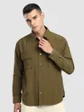 Wood Brown Structured Stripe Shirt