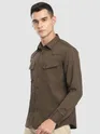 Wood Brown Textured Western Shirt